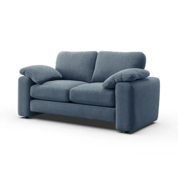 2-Seater Sofa with Feather Arms - Blue
