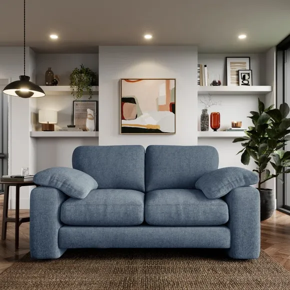 2-Seater Sofa with Feather Arms - Blue image