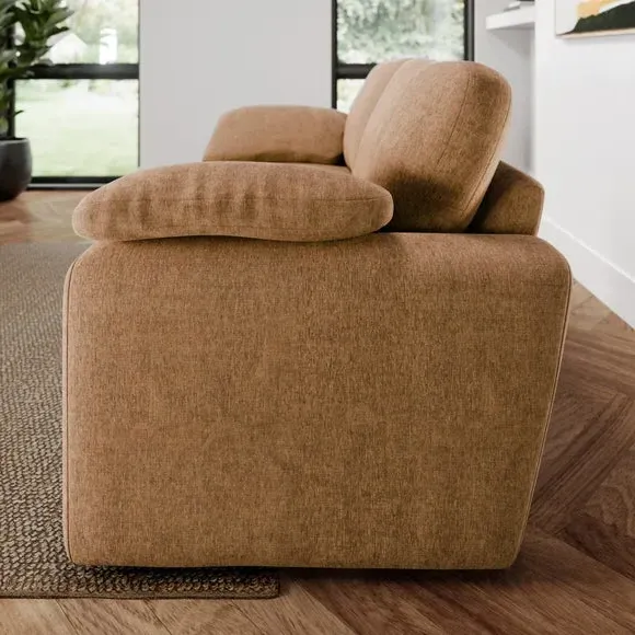 2-Seater Sofa with Feather Arms - Caramel, Chenille