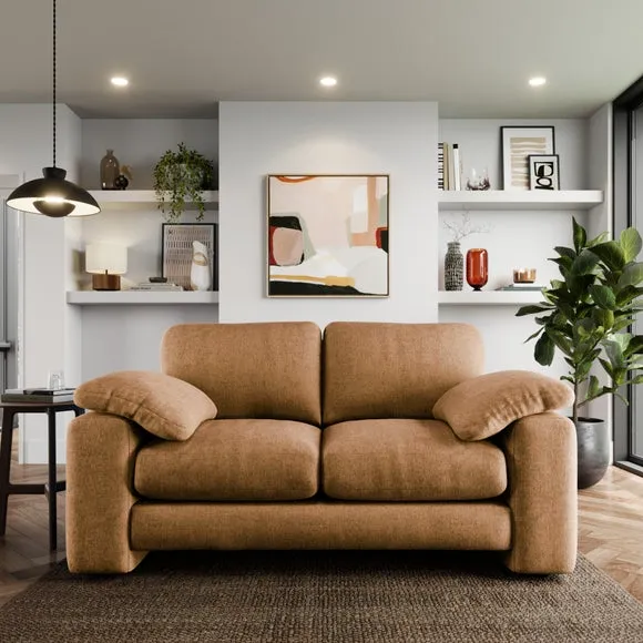 2-Seater Sofa with Feather Arms - Caramel, Chenille