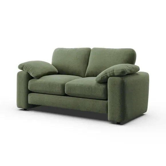 2-Seater Sofa with Feather Arms - Green