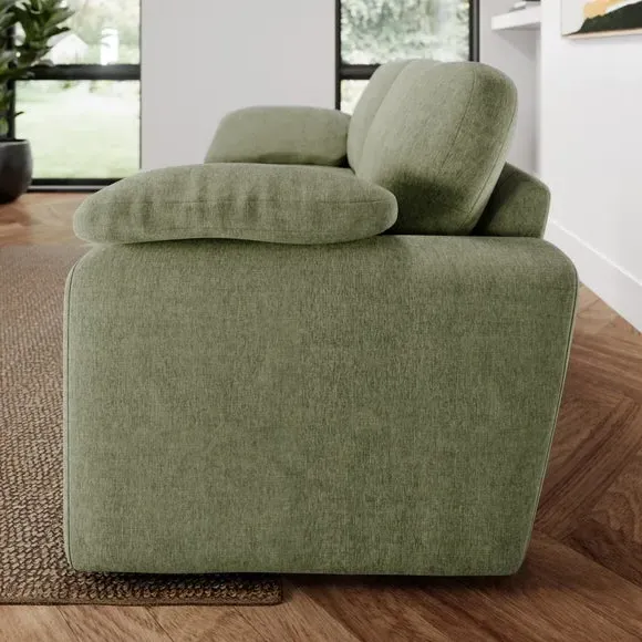 2-Seater Sofa with Feather Arms - Green, Chenille