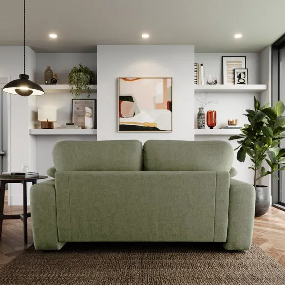2-Seater Sofa with Feather Arms - Green, Chenille