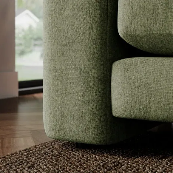 2-Seater Sofa with Feather Arms - Green, Chenille