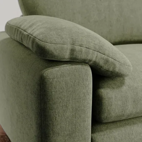 2-Seater Sofa with Feather Arms - Green, Chenille