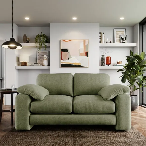 2-Seater Sofa with Feather Arms - Green, Chenille