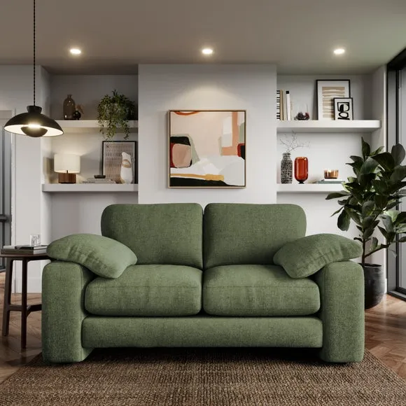 2-Seater Sofa with Feather Arms - Green