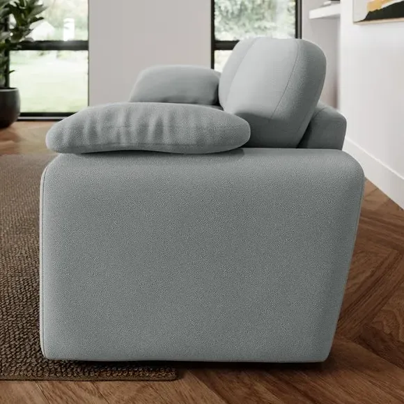 2-Seater Sofa with Feather Arms - Grey, Fabric