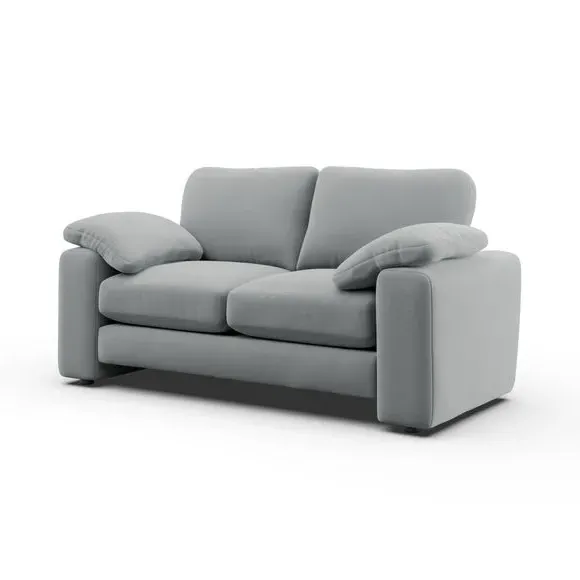 2-Seater Sofa with Feather Arms - Grey, Fabric