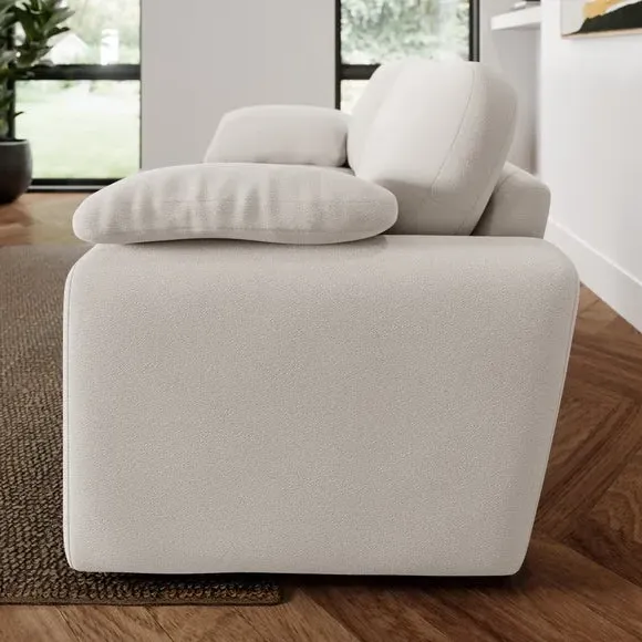 2-Seater Sofa with Feather Arms - Ivory, Fabric