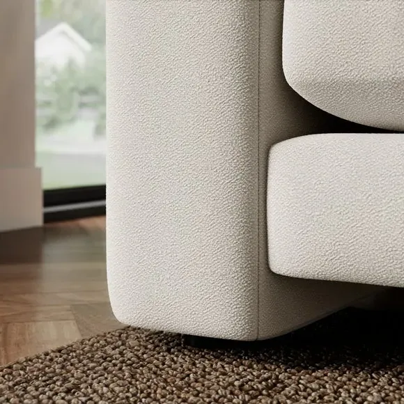 2-Seater Sofa with Feather Arms - Ivory, Fabric