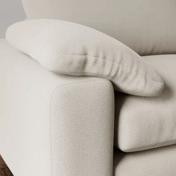2-Seater Sofa with Feather Arms - Ivory, Fabric