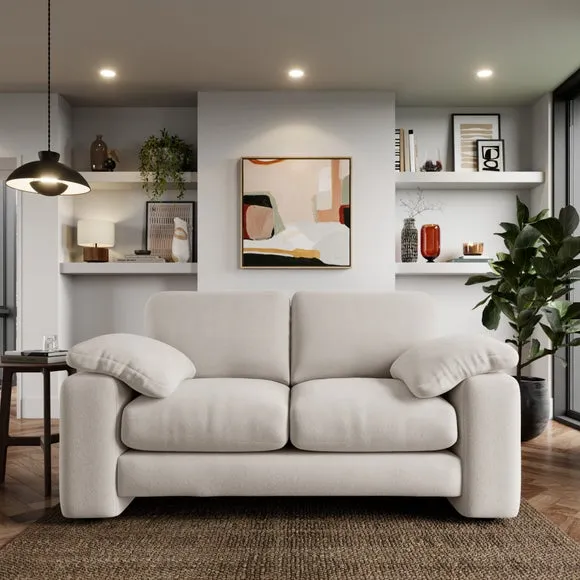 2-Seater Sofa with Feather Arms - Ivory, Fabric