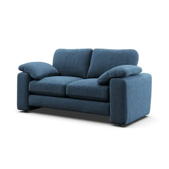 2-Seater Sofa with Feather Arms - Navy, Chenille