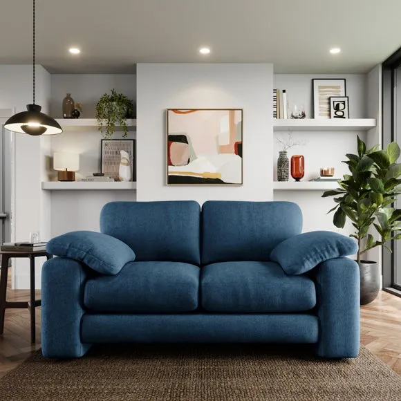 2-Seater Sofa with Feather Arms - Navy, Chenille