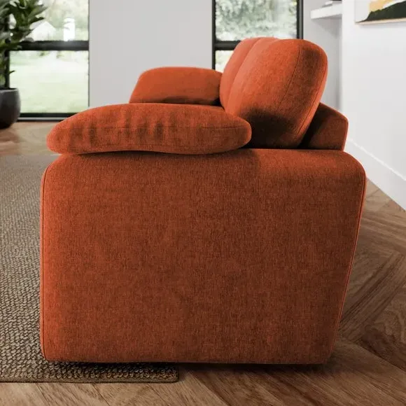 2-Seater Sofa with Feather Arms - Orange, Chenille