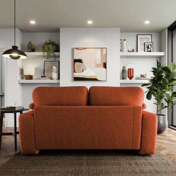 2-Seater Sofa with Feather Arms - Orange, Chenille
