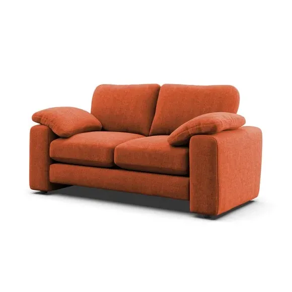 2-Seater Sofa with Feather Arms - Orange, Chenille