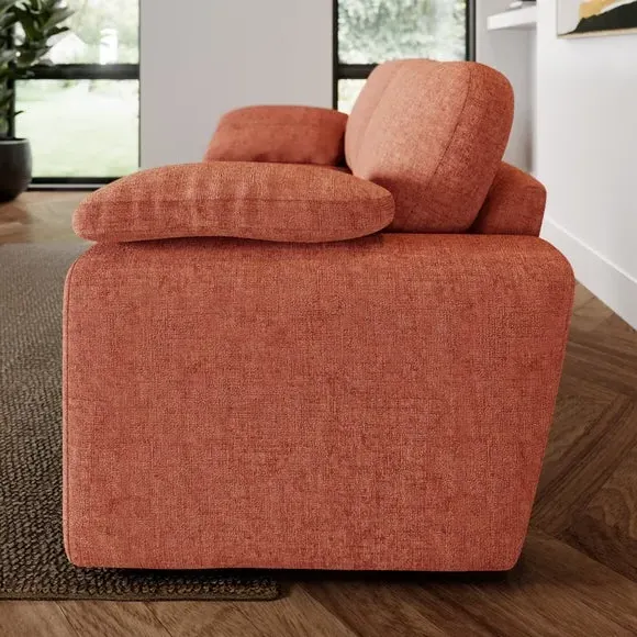 2-Seater Sofa with Feather Arms - Terracotta