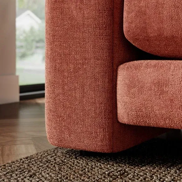 2-Seater Sofa with Feather Arms - Terracotta