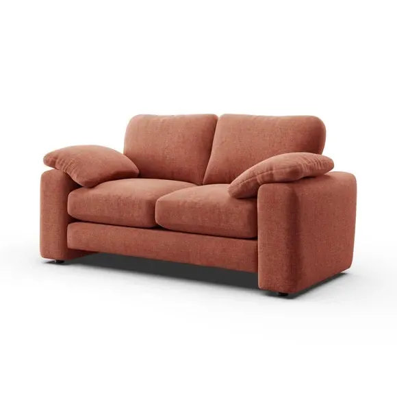 2-Seater Sofa with Feather Arms - Terracotta