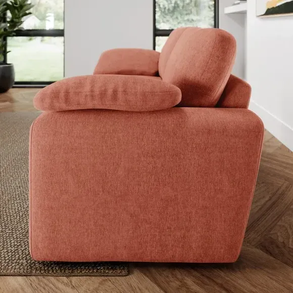 2-Seater Sofa with Feather Arms - Terracotta, Chenille