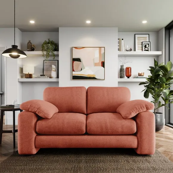 2-Seater Sofa with Feather Arms - Terracotta, Chenille