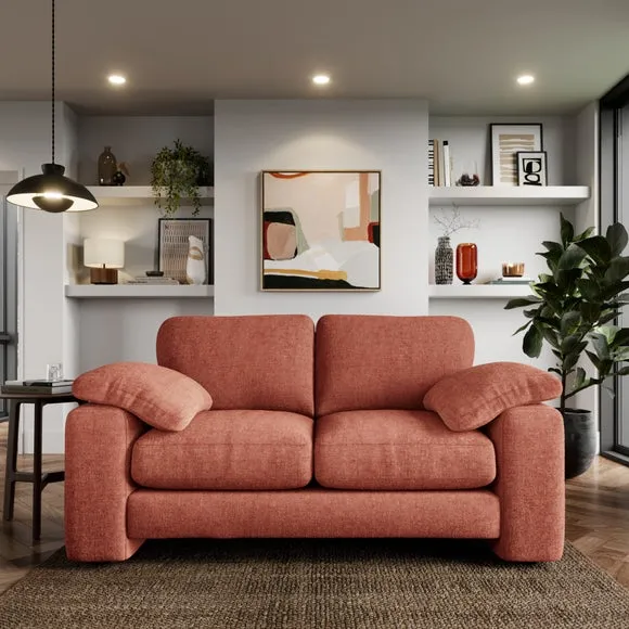 2-Seater Sofa with Feather Arms - Terracotta