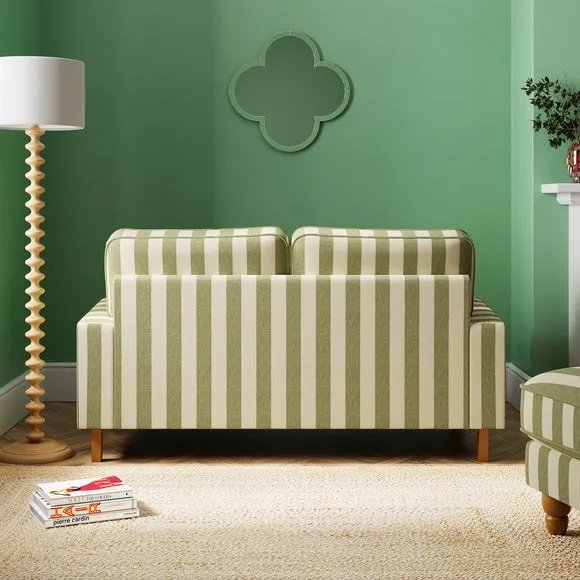2-Seater Sofa with Fixed Back - Olive, Cotton