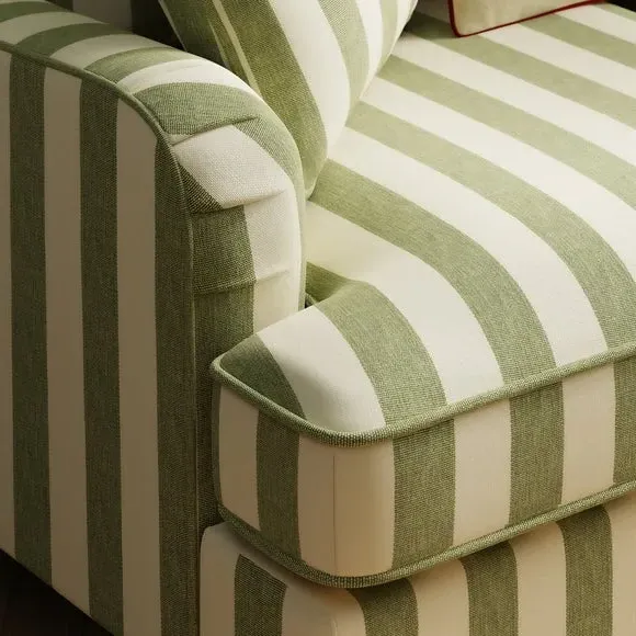 2-Seater Sofa with Fixed Back - Olive, Cotton