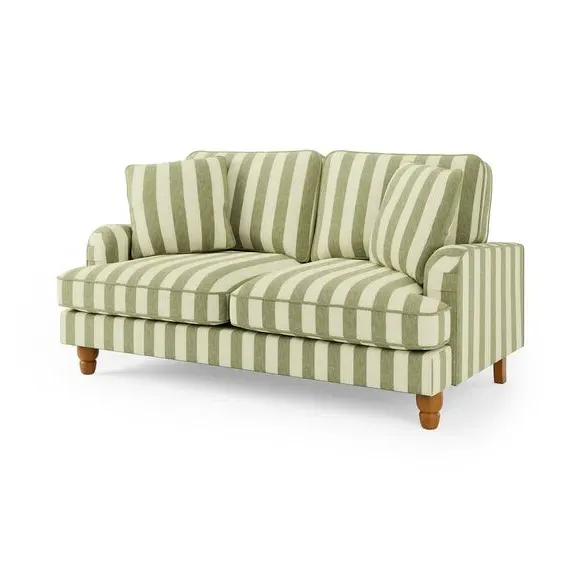 2-Seater Sofa with Fixed Back - Olive, Cotton