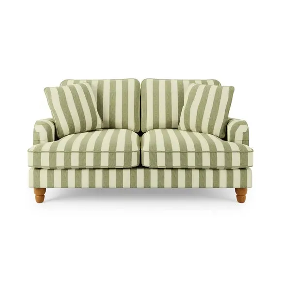 2-Seater Sofa with Fixed Back - Olive, Cotton