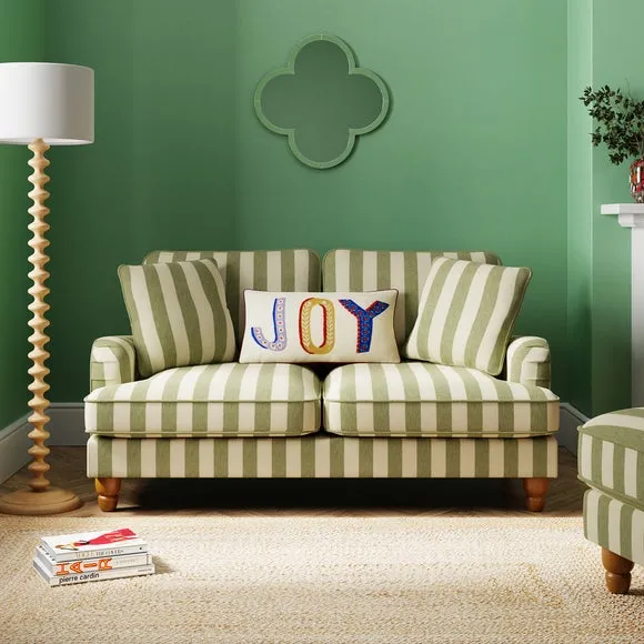 2-Seater Sofa with Fixed Back - Olive, Cotton