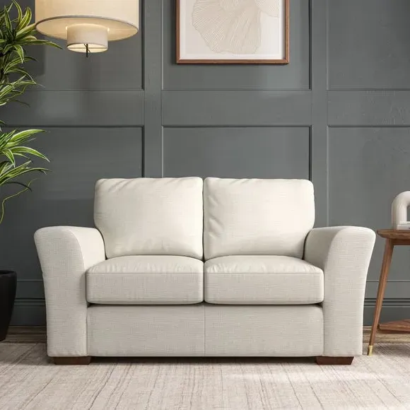 2-Seater Sofa with Flared Arms - Ivory, Chenille
