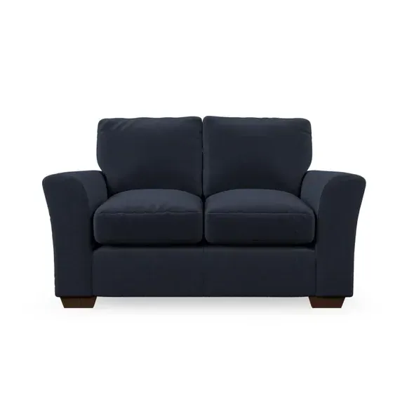 2-Seater Sofa with Flared Arms - Navy, Velvet