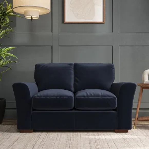 2-Seater Sofa with Flared Arms - Navy, Velvet