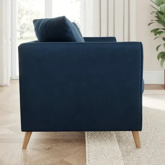 2-Seater Sofa with Flared Arms - Navy, Velvet