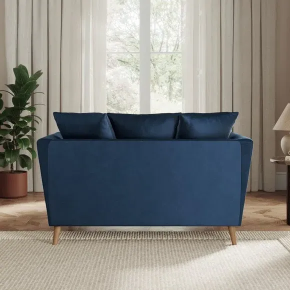 2-Seater Sofa with Flared Arms - Navy, Velvet