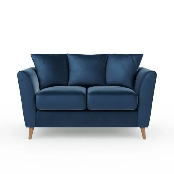 2-Seater Sofa with Flared Arms - Navy, Velvet