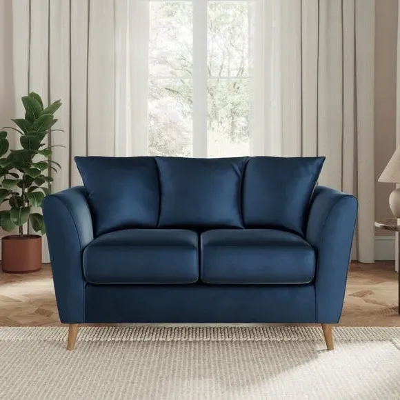 2-Seater Sofa with Flared Arms - Navy, Velvet