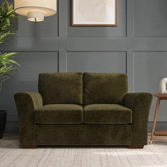 2-Seater Sofa with Flared Arms - Olive, Chenille