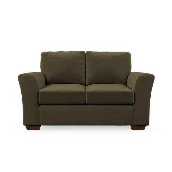 2-Seater Sofa with Flared Arms - Olive, Velvet
