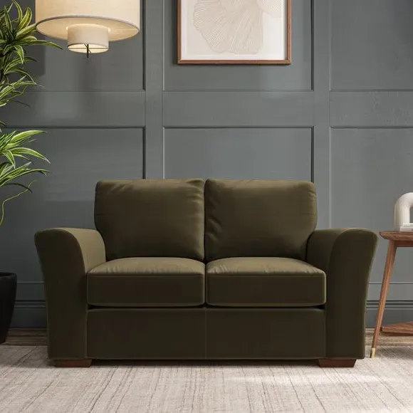 2-Seater Sofa with Flared Arms - Olive, Velvet