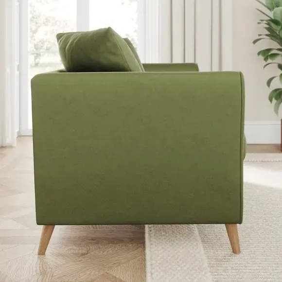 2-Seater Sofa with Flared Arms - Olive, Velvet