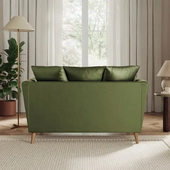 2-Seater Sofa with Flared Arms - Olive, Velvet