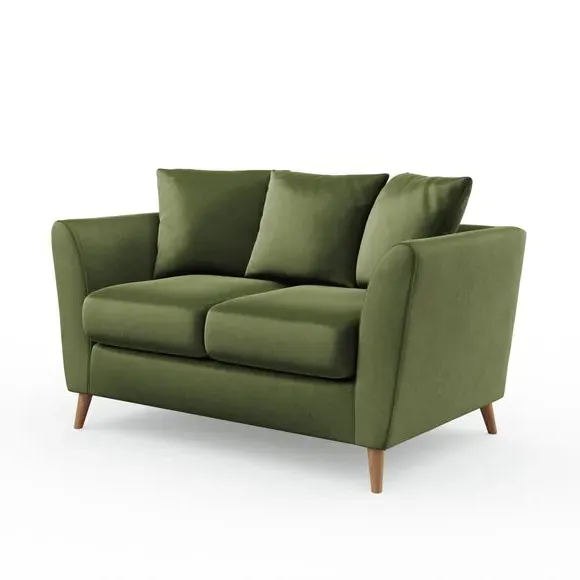 2-Seater Sofa with Flared Arms - Olive, Velvet