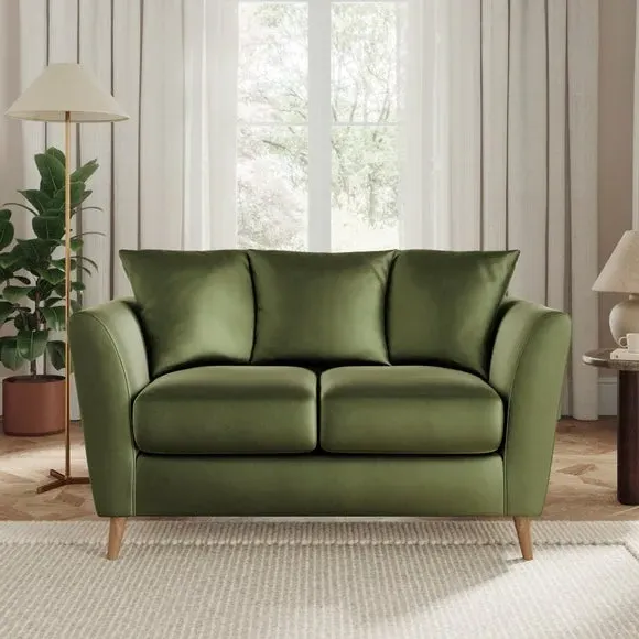 2-Seater Sofa with Flared Arms - Olive, Velvet