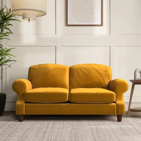 2-Seater Sofa with High Back - Amber Gold, Velvet image