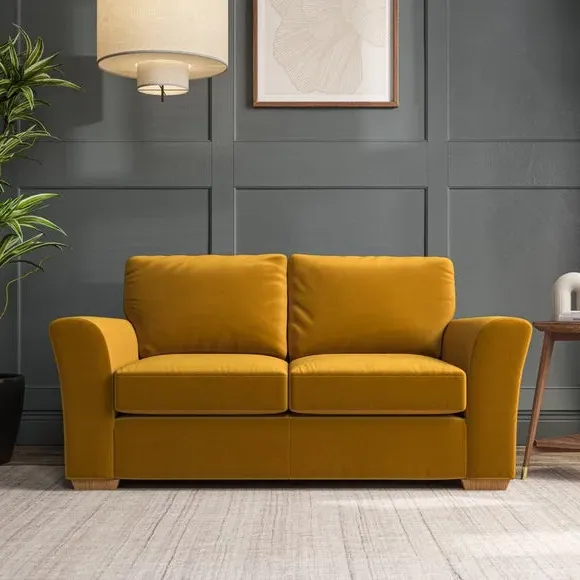 2-Seater Sofa with High Back - Amber Gold image