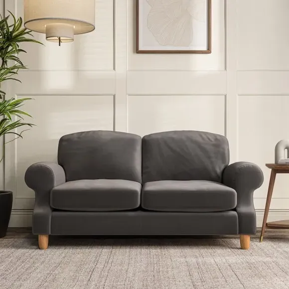 2-Seater Sofa with High Back - Charcoal, Velvet